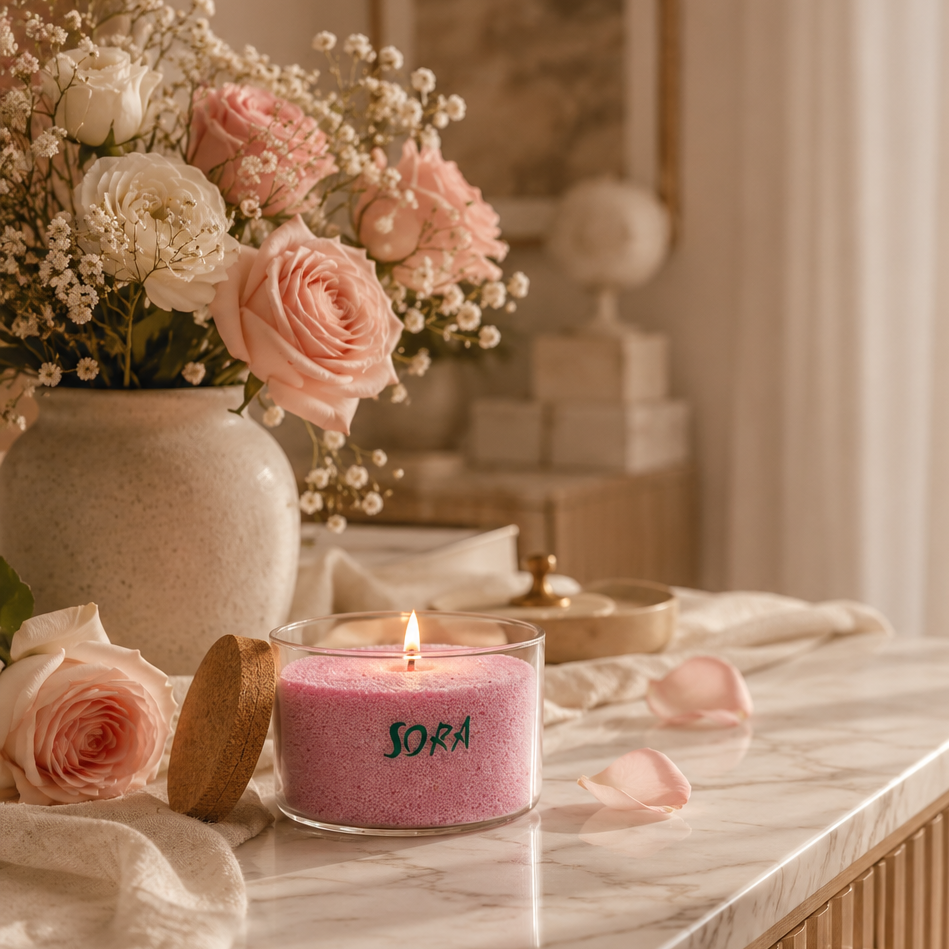 Floral Wax Sand Candle