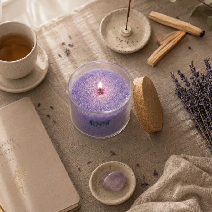 Lavender Wax Sand Candle